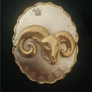 #60 Vintage Ram’s Head Pendant Brooch Southwestern Style
